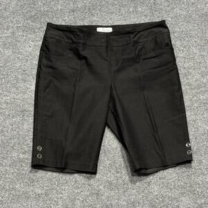 Coconut Row Shorts Womens 16P Black Bermuda Pull On Stretch Petite Knee Casual